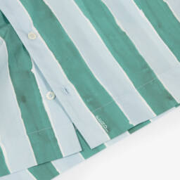 Fendi-قميص قطن مقلم لون أخضر وأزرق فاتح للأولاد | Childrensalon