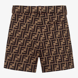 Fendi-شورت قطن جيرسي لون بني وبيج للأولاد | Childrensalon