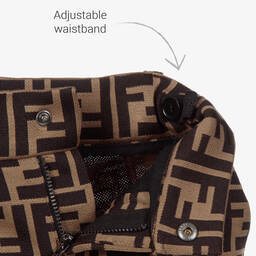 Fendi-شورت قطن جيرسي لون بني وبيج للأولاد | Childrensalon