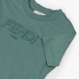 Fendi-تيشيرت قطن لون أخضر للأولاد | Childrensalon