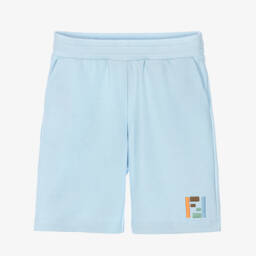 Boys Pale Blue FF Logo Jersey Shorts