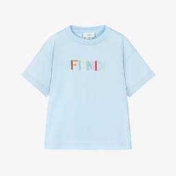 Boys Pale Blue T-Shirt with Logo Embroidery