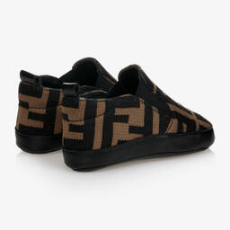 Fendi-Brown FF Logo Baby Shoes | Childrensalon