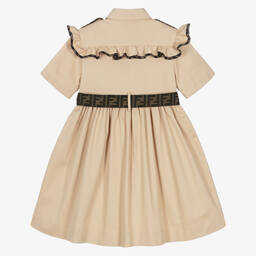 Fendi-فستان قطن لون بيج  | Childrensalon