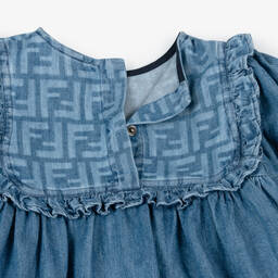 Fendi-فستان FF دنيم لون أزرق  | Childrensalon