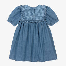 Fendi-فستان FF دنيم لون أزرق  | Childrensalon