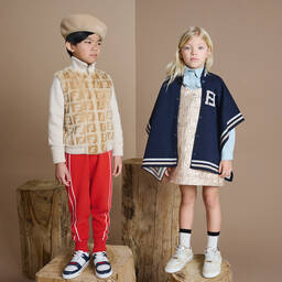 Fendi-فستان بشعار FF لون ذهبي | Childrensalon