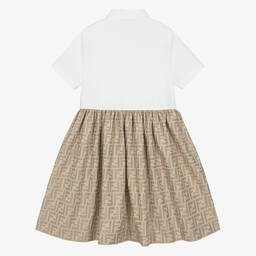 Fendi-فستان قميص قطن لون عاجي  | Childrensalon