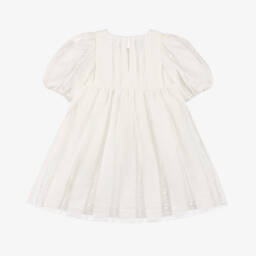 Fendi-فستان قطن مطرز لون عاجي | Childrensalon