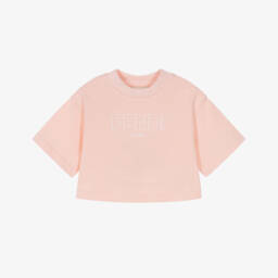 Футболка розовая хлопковая свободного кроя с объемным логотипом для девочек