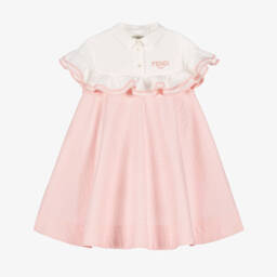 Fendi-فستان بشعار FF جاكار لون زهري | Childrensalon