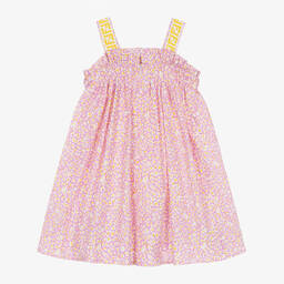 Fendi-فستان قطن لون أصفر وزهري | Childrensalon