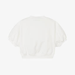 Fendi-سويتشيرت بشعار قطن لون أبيض للبنات | Childrensalon