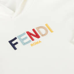 Fendi-فستان سويتشيرت قطن لون أبيض | Childrensalon