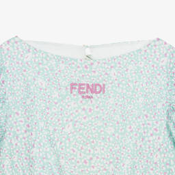 Fendi-فستان قطن لون أزرق أكوا للمراهقات | Childrensalon