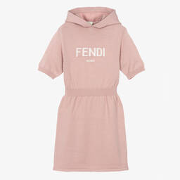Fendi-فستان هودي تينز بناتي صوف بكر محبوك لون زهري | Childrensalon