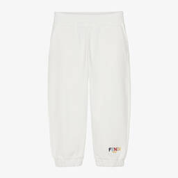 White Cotton Embroidered Joggers