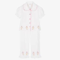 Flower Fairies™ by Childrensalon-Girls White Cotton Embroidered Pyjamas | Childrensalon