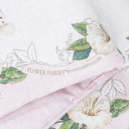 Flower Fairies™ by Childrensalon-Pink & Ivory Linen & Cotton Blanket (95cm) | Childrensalon