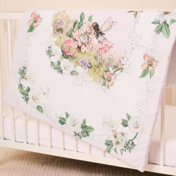 Flower Fairies™ by Childrensalon-Pink & Ivory Linen & Cotton Blanket (95cm) | Childrensalon