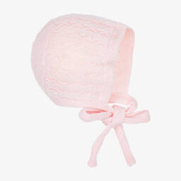 Baby Girls Knitted Bonnet in Light Pink