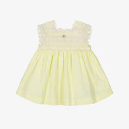 Foque-Girls Lace Trimmed Pastel Yellow Dress | Childrensalon