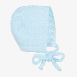 Blue Cable Knit Baby Bonnet