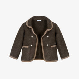 Foque-Boys Brown Felted Wool Double-Breasted Jacket | Childrensalon