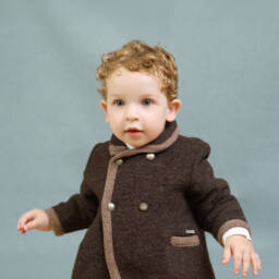 Foque-Boys Brown Felted Wool Double-Breasted Jacket | Childrensalon