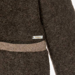 Foque-Boys Brown Felted Wool Double-Breasted Jacket | Childrensalon