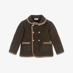 Foque-Boys Brown Felted Wool Double-Breasted Jacket | Childrensalon