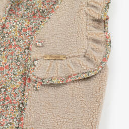 Foque-Жилет кремовый из шерпа-флиса с цветочной отделкой для девочек | Childrensalon