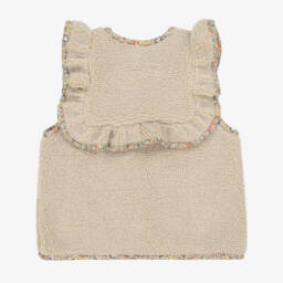 Foque-Жилет кремовый из шерпа-флиса с цветочной отделкой для девочек | Childrensalon