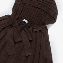 Foque-Girls Chocolate Brown Knitted Hooded Cape | Childrensalon