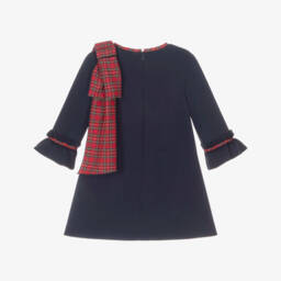 Foque-Платье синее с красным тартановым бантом | Childrensalon
