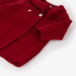 Foque-طقم معطف مع بونيه أكريليك محبوك لون أحمر للبنات | Childrensalon