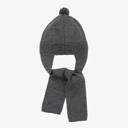 Foque-Grey Knitted Pom-Pom Hat  | Childrensalon