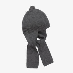 Foque-Grey Knitted Pom-Pom Hat  | Childrensalon