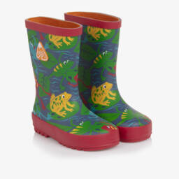 Boys Blue & Green Frog Rubber Rain Boots