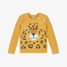 Frugi-Boys Yellow Organic Cotton Knit Leopard Sweater | Childrensalon