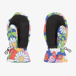 Frugi-Girls Blue Floral Ski Gloves | Childrensalon