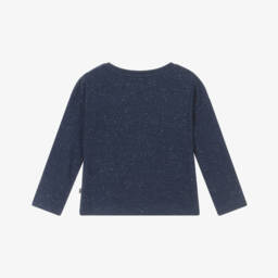 Frugi-Girls Blue Organic Cotton Jersey Top with Star Appliqués | Childrensalon