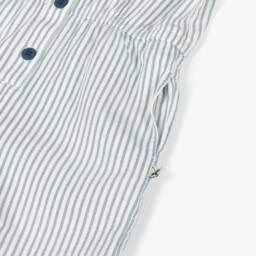 Frugi-Girls Blue & White Stripe Cotton Playsuit | Childrensalon