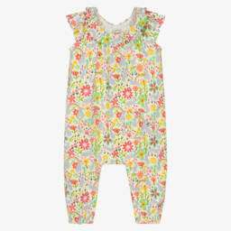 Frugi-Girls Colourful Floral & Rabbit Print Cotton Jumpsuit | Childrensalon