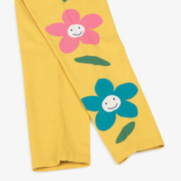 Frugi-Girls Mustard Yellow Organic Cotton Floral Leggings | Childrensalon