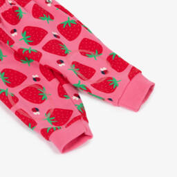 Frugi-Girls Pink Cotton Strawberry Joggers | Childrensalon