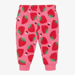 Frugi-Girls Pink Cotton Strawberry Joggers | Childrensalon