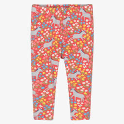 Frugi-Girls Pink Donkey Floral Print Cotton Leggings | Childrensalon