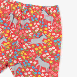 Frugi-Girls Pink Donkey Floral Print Cotton Leggings | Childrensalon