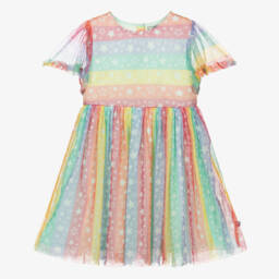Frugi-Girls Pink Rainbow Tulle Dress | Childrensalon
